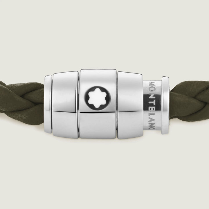 Montblanc 3-Ring-Stahlarmband und Meisterstück Kaki-Leder, Größe M 13600463