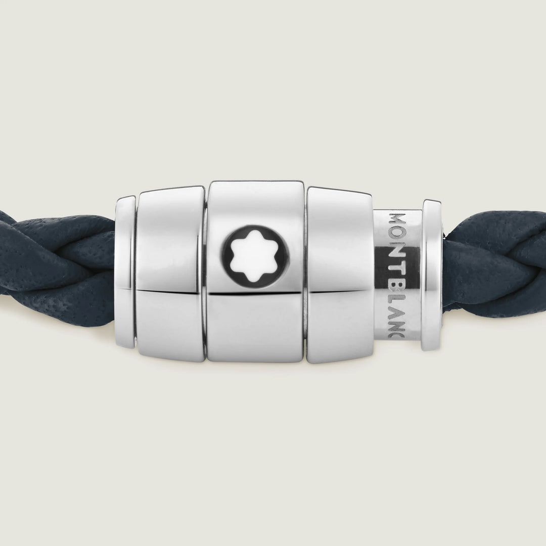 Montblanc 3-Ring-Stahlarmband und Meisterstück-Leder Air Force Blue Größe S 13601260