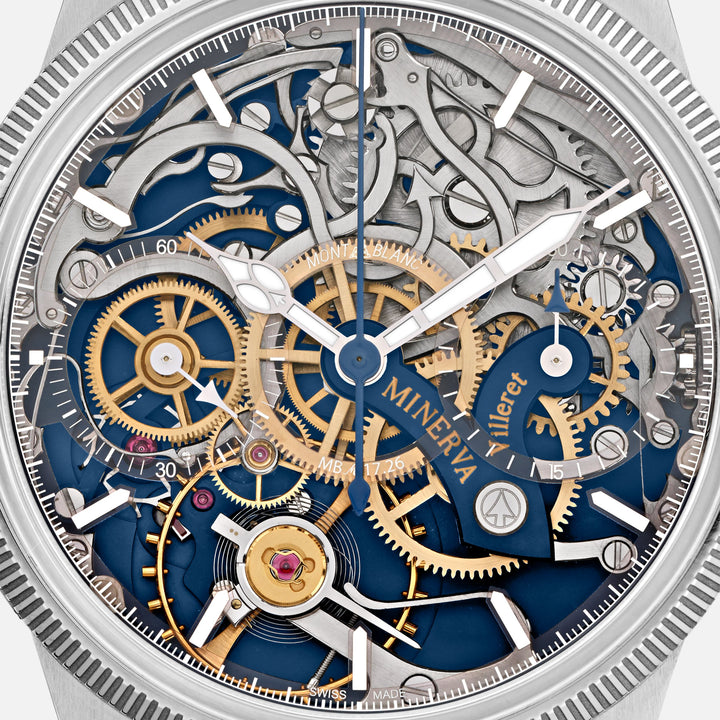 Montblanc horloge 1858 The Unveiled Minerva Chronograph Limited Edition - 100 stuks 43 mm skelet handmatig staal 133296