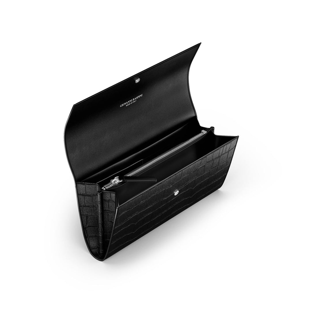 Giovanni Raspini Continental Jungle Krokoleder schwarz bronzeweiß L0026