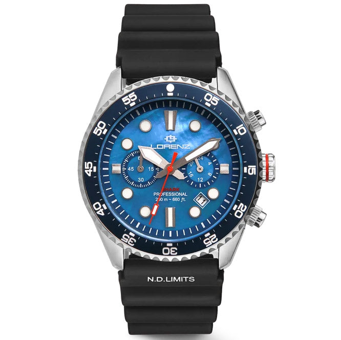 Lorenz Shark 5 Chrono horloge 42 mm parelmoer blauw kwartsstaal 030285BB