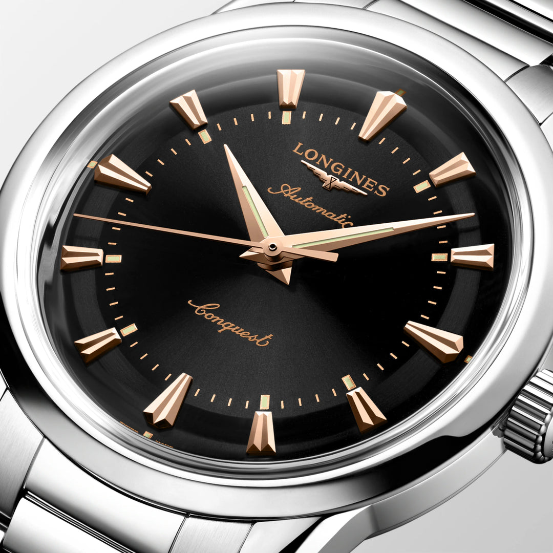 Longines Conquest Heritage 38mm black automatic steel watch L1.649.4.52.6
