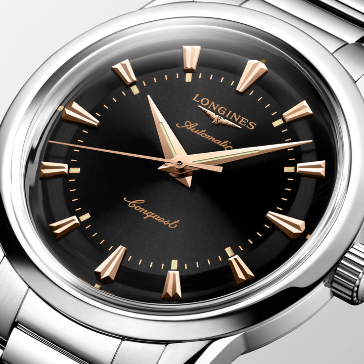 Longines Conquest Heritage 38mm black automatic steel watch L1.649.4.52.6