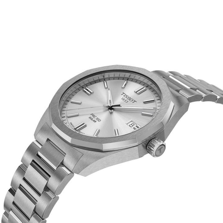 Tissot horloge PRC 100 Solar 39mm zilver quartz staal T151.422.11.031.00