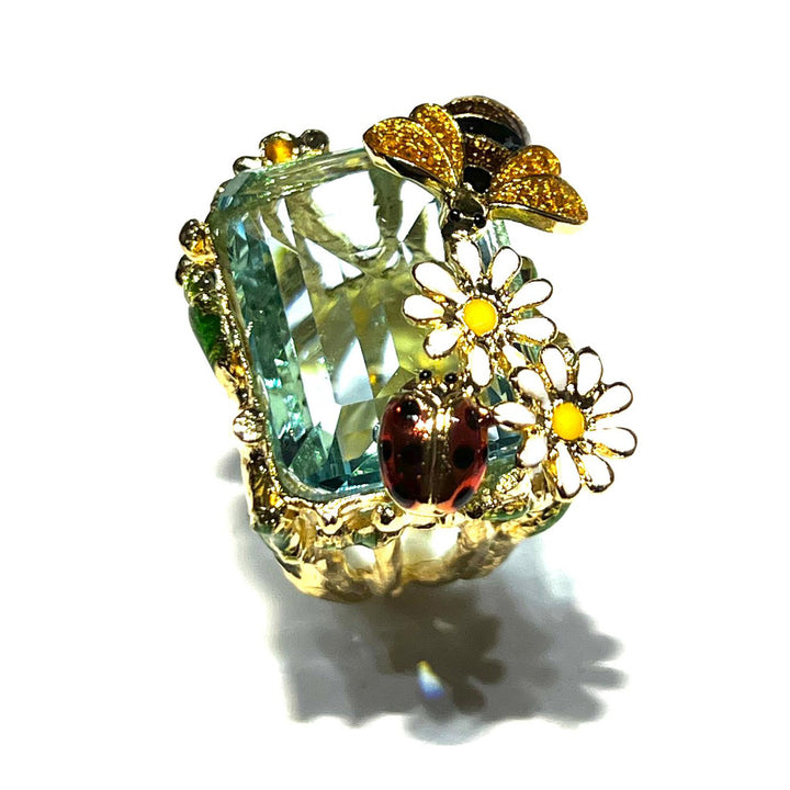 Federica Rossi ring Ape Margherite kristal brons PVD afwerking 18kt goud FR.AN.24