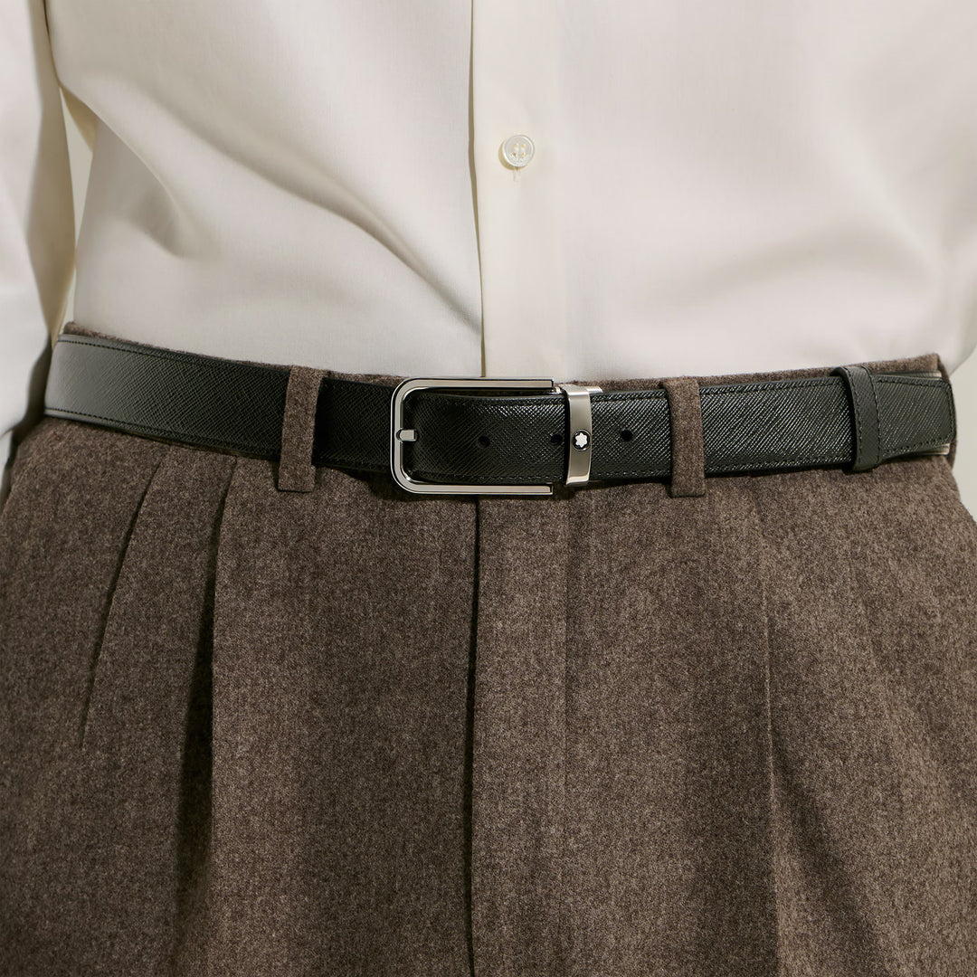 Montblanc Wendegürtel, 30 mm, Schwarz/Ebenholz, rechteckige Schnalle aus Sartorial-Leder 223413