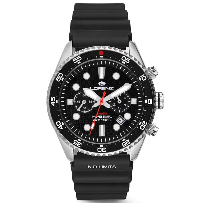 Lorenz Shark 5 Chrono 42 mm zwart quartz stalen horloge 030285AA