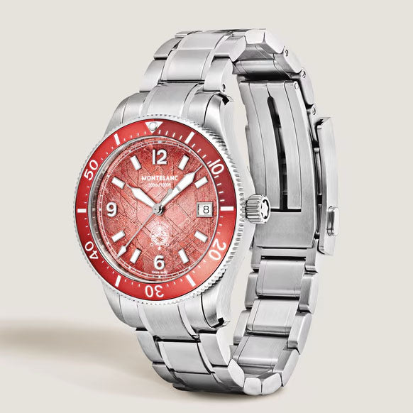 Montblanc horloge Iced Sea Automatic Date 0 Oxygen 38mm rood automatisch staal Limited Edition 300 stuks 135762
