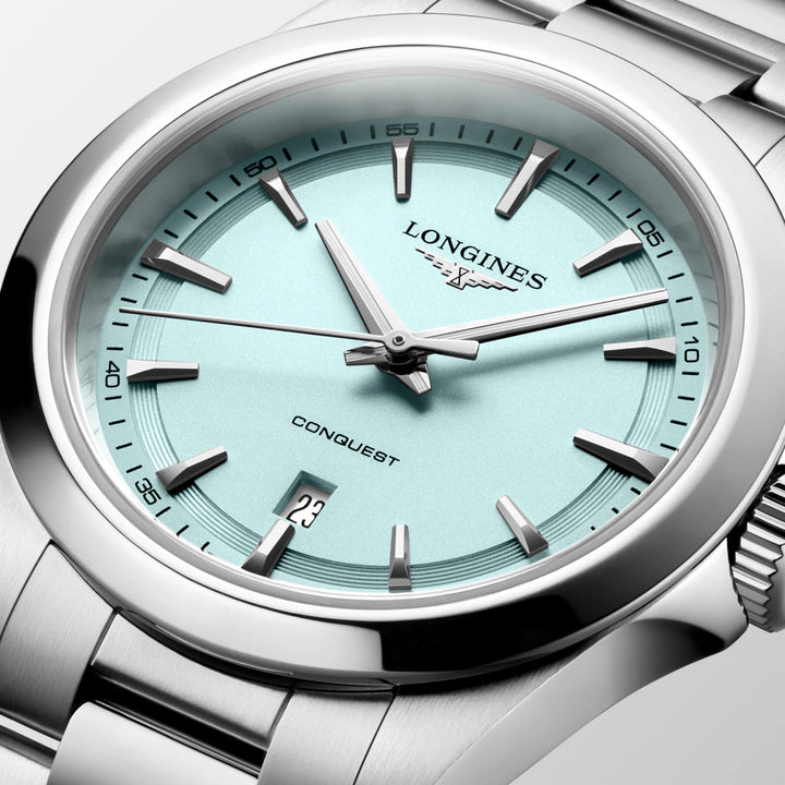 Longines Conquest Uhr 30 mm mintblauer Quarzstahl L3.350.4.92.6