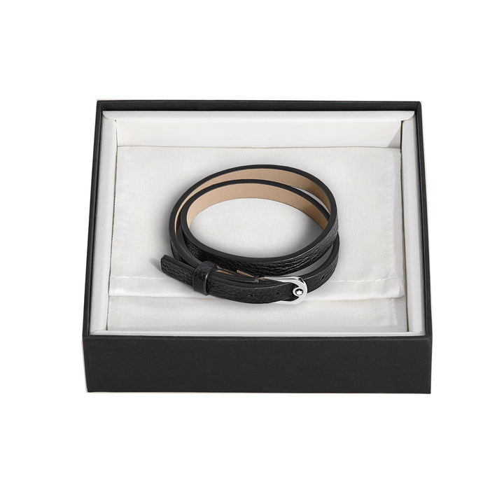 Montblanc verstelbare hoefijzerleren armband met zwarte nerf 222738