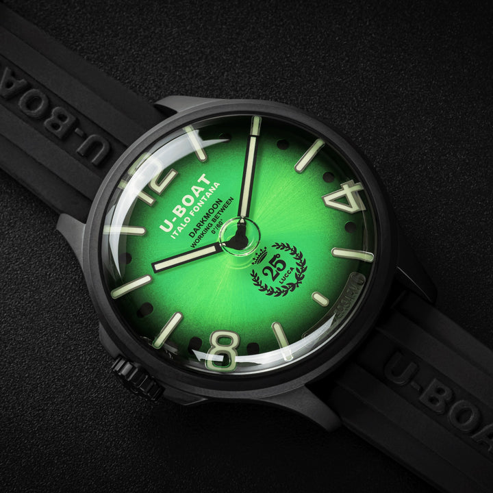 U-BOAT-Uhr Darkmoon 25° Limited Edition Green Soleil 46 mm blauer Quarzstahl mit schwarzem PVD-Finish 2030