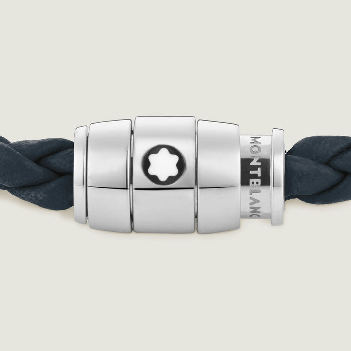 Montblanc 3-Ring-Stahlarmband und Meisterstück-Leder Air Force Blue Größe M 13601363