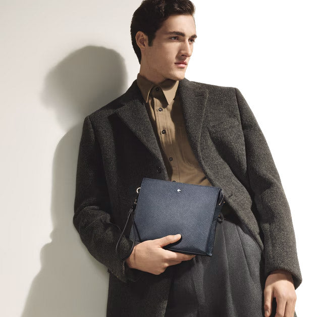 Montblanc blaue Tweed-Clutch 220428