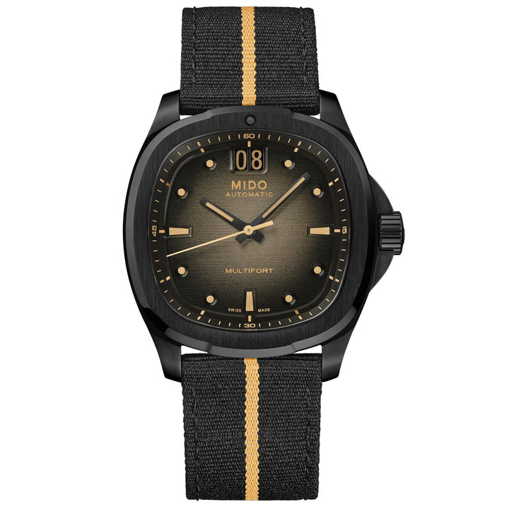 Mido Uhr Multifort TV Big Date 40 mm Automatik grauer Stahl schwarz PVD-Finish M049.526.36.081.00