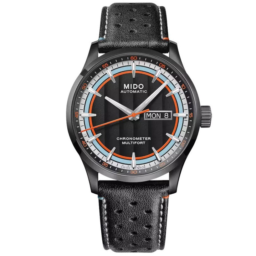 Mido-Uhr Multifort Chronometer 1 Racer 42 mm, schwarzer Automatikstahl, schwarzes PVD-Finish M038.431.36.051.00
