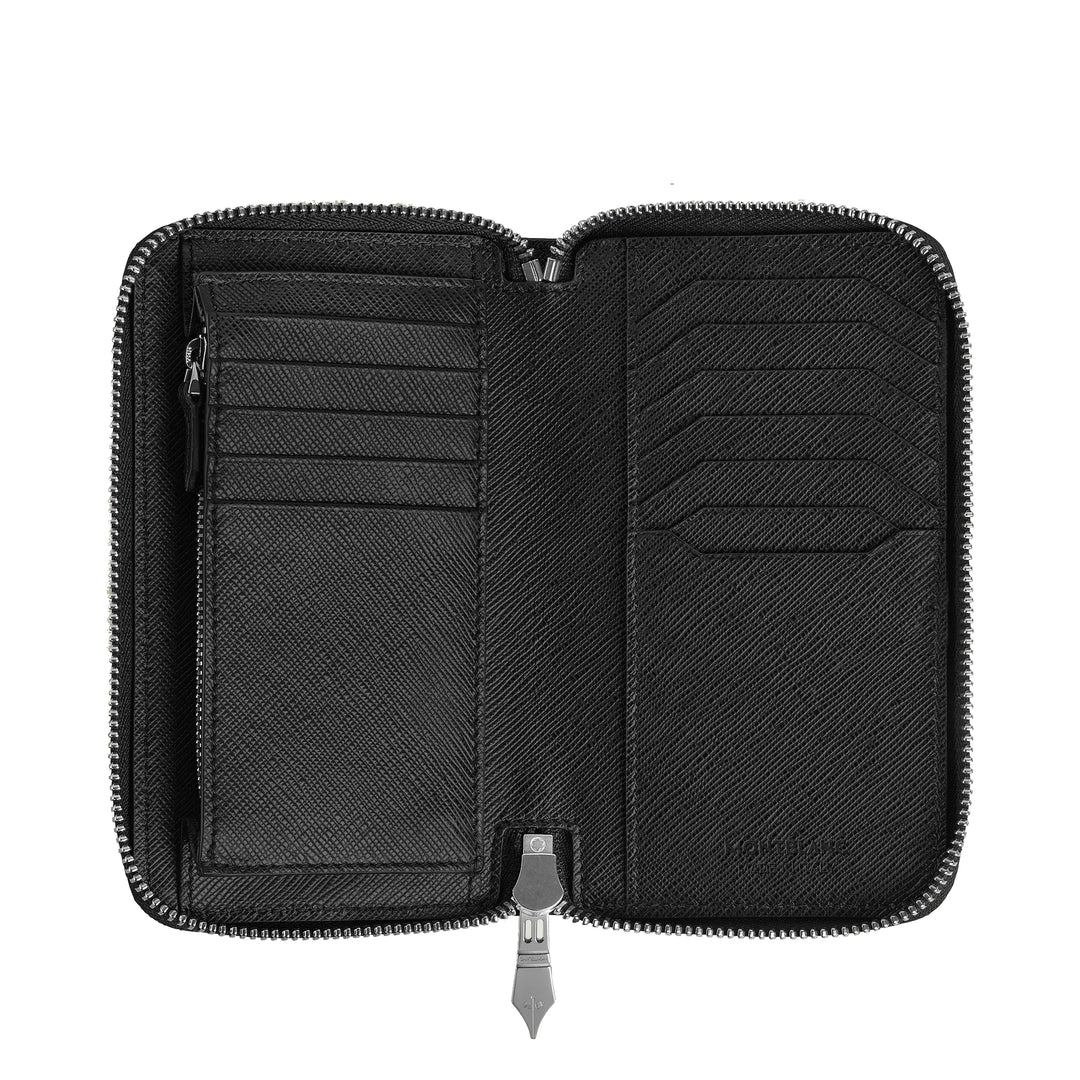 Montblanc portemonnee 12 vakken met ritssluiting medium Sartorial blauw tweed 220362