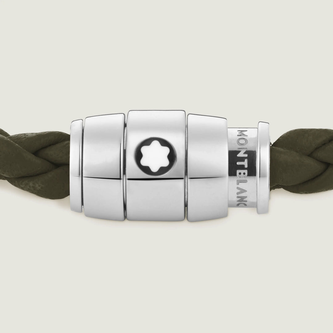 Montblanc stalen band met 3 ringen en Meisterstück Kaki leer maat S 13600360