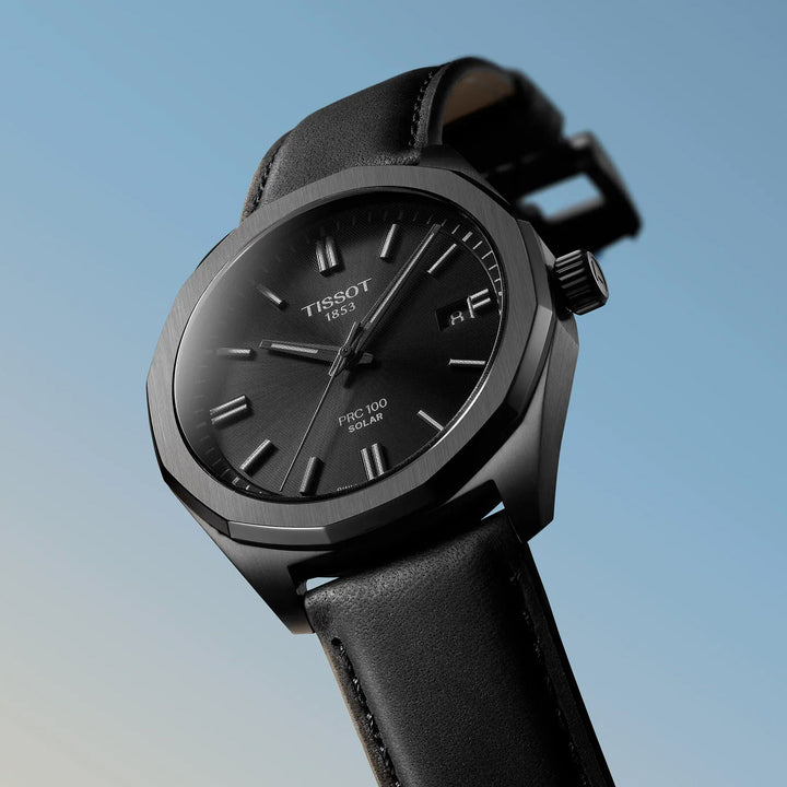 Tissot PRC 100 Solar 39 mm schwarzer Quarzstahl mit schwarzem PVD-Finish T151.422.36.051.00