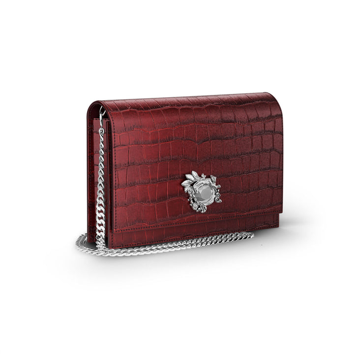 Giovanni Raspini jungle clutch croco bordeaux brons-wit leer L0034