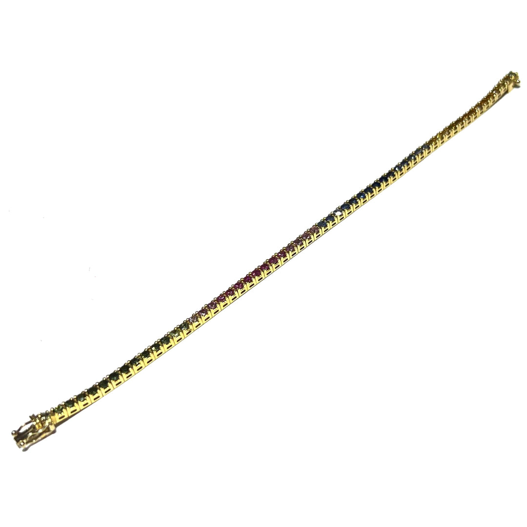 18kt gouden Rainbow Tennis-armbandlenzen met saffieren 0081BR
