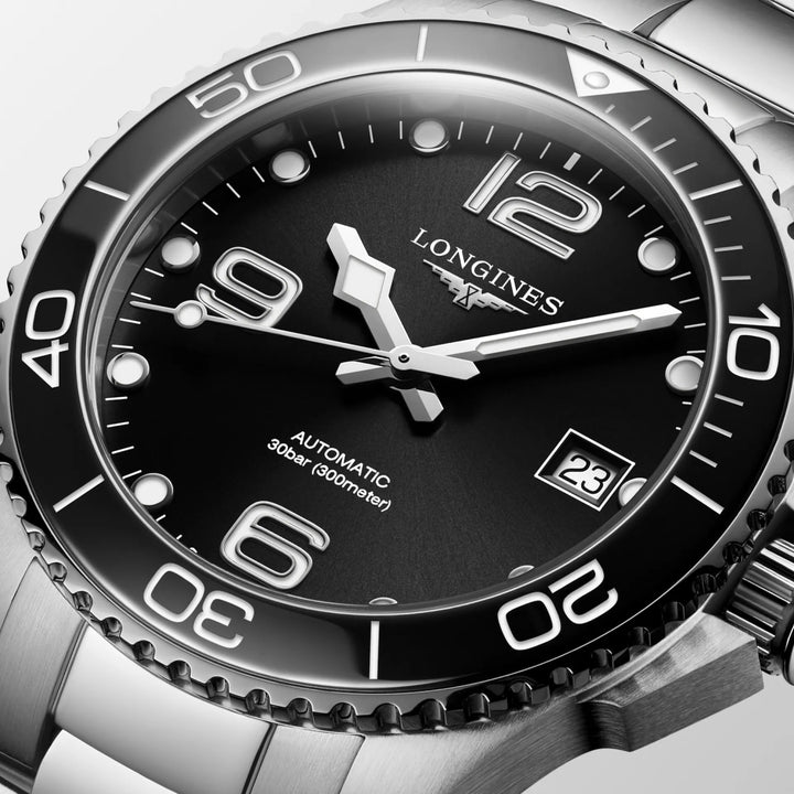 Longines Hydroconquest 39mm black automatic steel watch