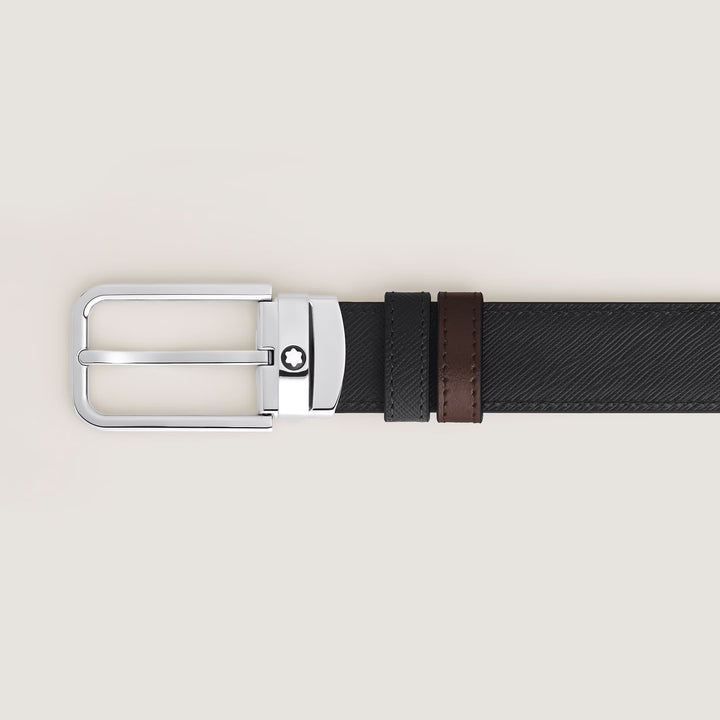 Montblanc Wendegürtel, 30 mm, Schwarz/Ebenholz, rechteckige Schnalle aus Sartorial-Leder 223413