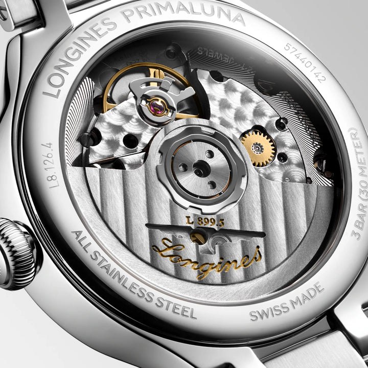 Longines Primaluna Moonphase watch 34mm silver automatic steel L8.126.4.71.6