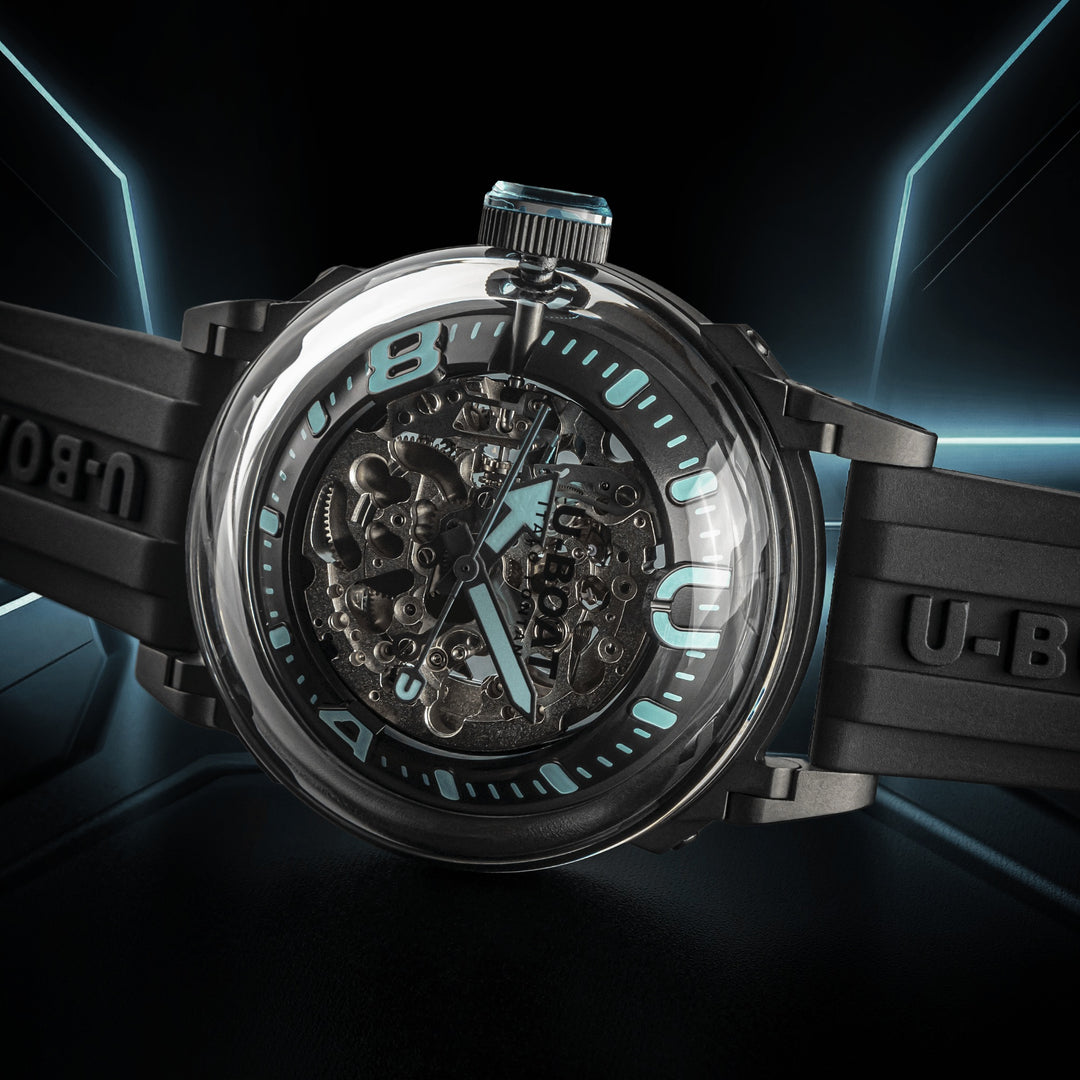 U-BOAT watch U-65 44mm turquoise automatic steel black PVD finish 3348