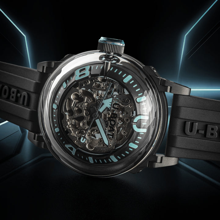 U-BOAT watch U-65 44mm turquoise automatic steel black PVD finish 3348
