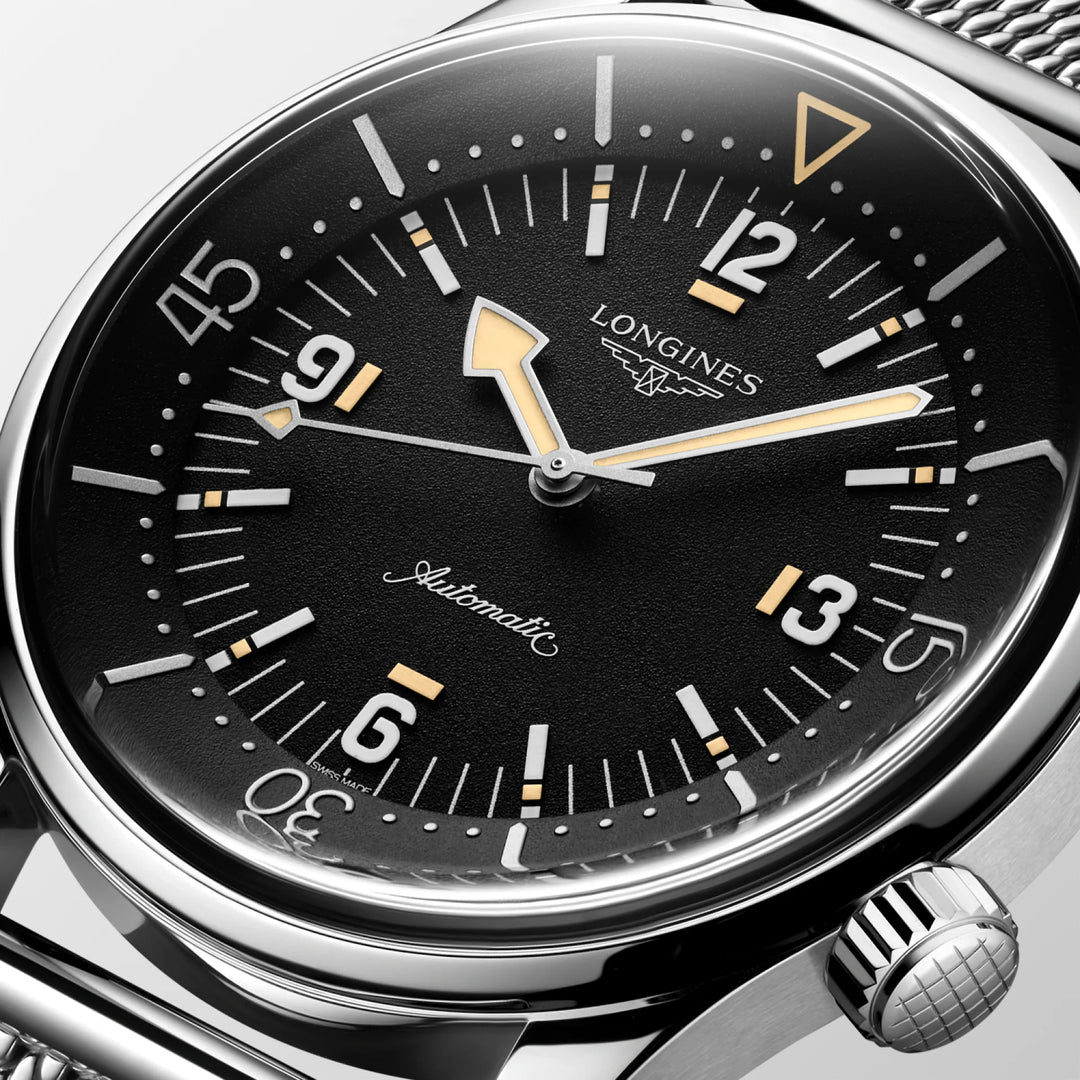 Longines horloge Legend Diver 59 42mm zwart automatisch staal L3.795.4.59.9