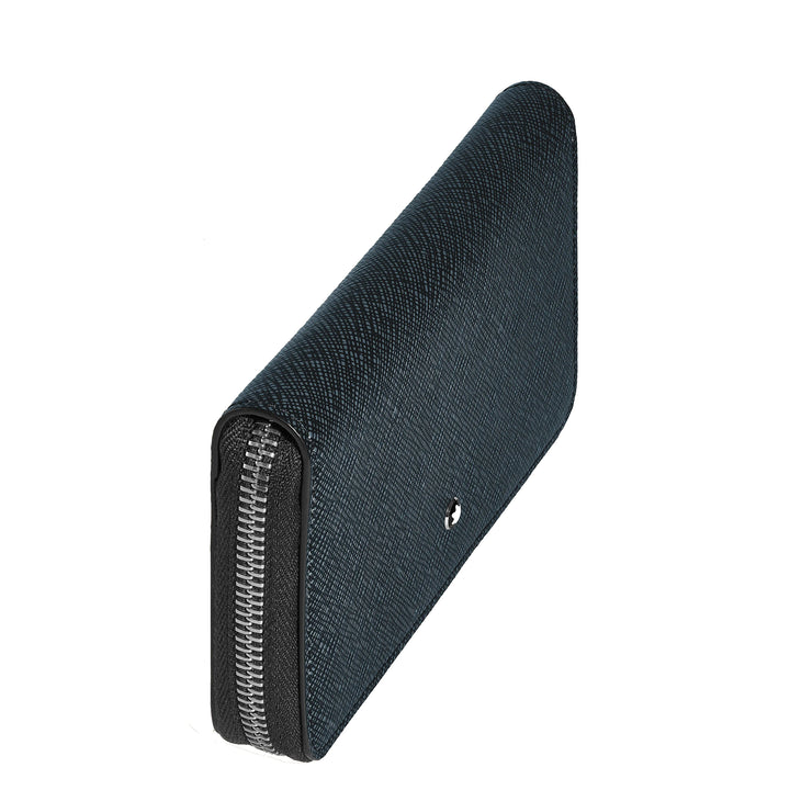 Montblanc portemonnee 12 vakken met ritssluiting medium Sartorial blauw tweed 220362