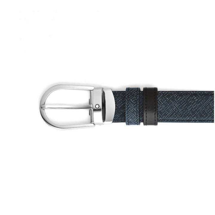 Montblanc Wendegürtel Tweed blau / schwarz 220965