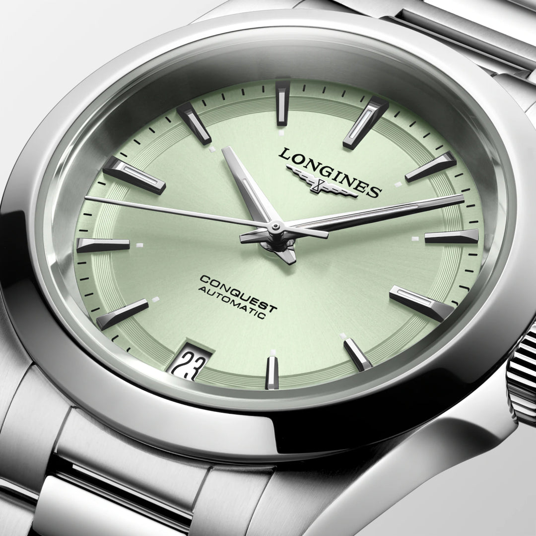 Longines Conquest 34mm green automatic steel watch L3.430.4.02.6