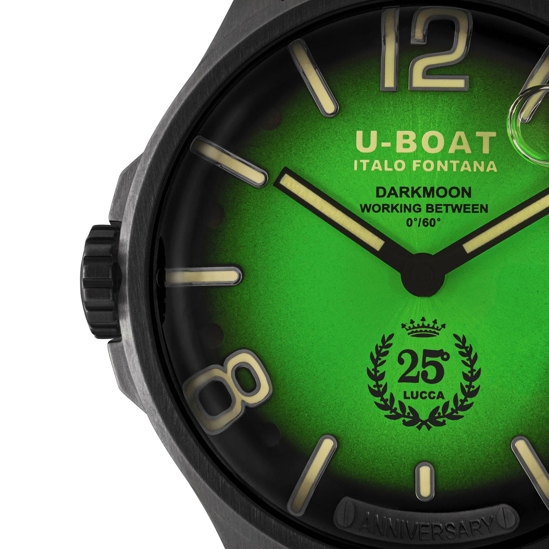 U-BOAT-Uhr Darkmoon 25° Limited Edition Green Soleil 46 mm blauer Quarzstahl mit schwarzem PVD-Finish 2030
