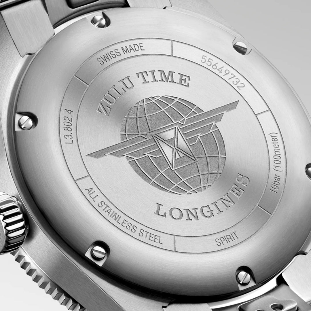 Longines watch Spirit Zulu Time 39mm anthracite automatic steel L3.802.4.60.6