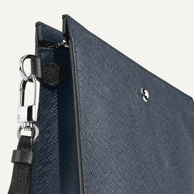 Montblanc blaue Tweed-Clutch 220428