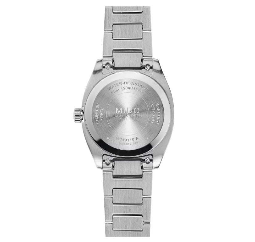 Mido-Uhr Multifort TV 28 mm Perlmuttdiamanten Quarzstahl M049.110.11.116.00