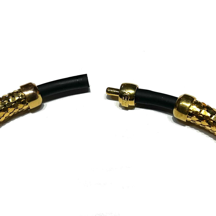 Federica Rossi bronzen choker ketting met schubben en rubber PVD afwerking 18kt goud FR.CO.32