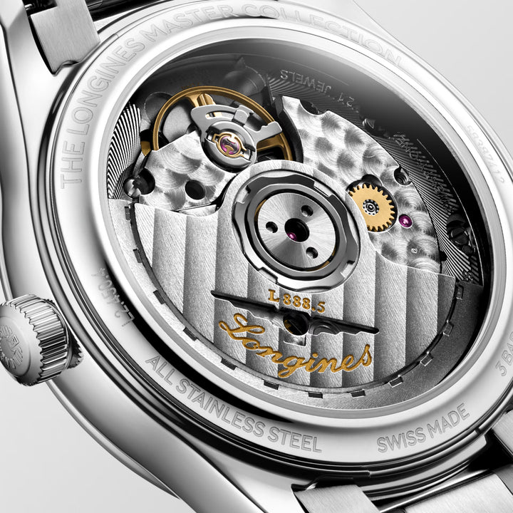 Longines Master Collection watch 34mm mother of pearl diamonds automatic steel L2.450.4.87.6