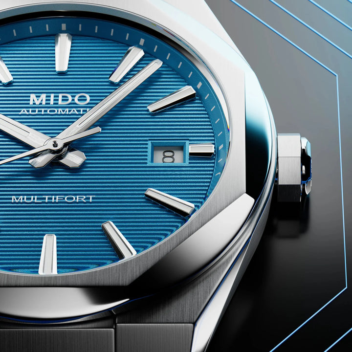 Mido horloge Multifort 8 One Crown turkoois 40mm automatisch staal M055.507.11.041.00