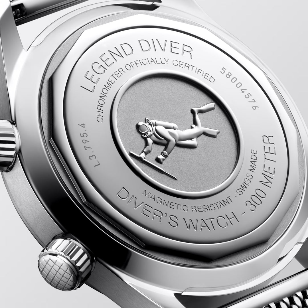Longines horloge Legend Diver 59 42mm zwart automatisch staal L3.795.4.59.9