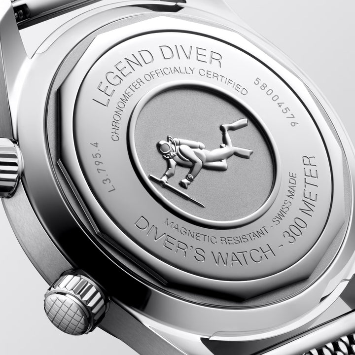 Longines horloge Legend Diver 59 42mm zwart automatisch staal L3.795.4.59.9