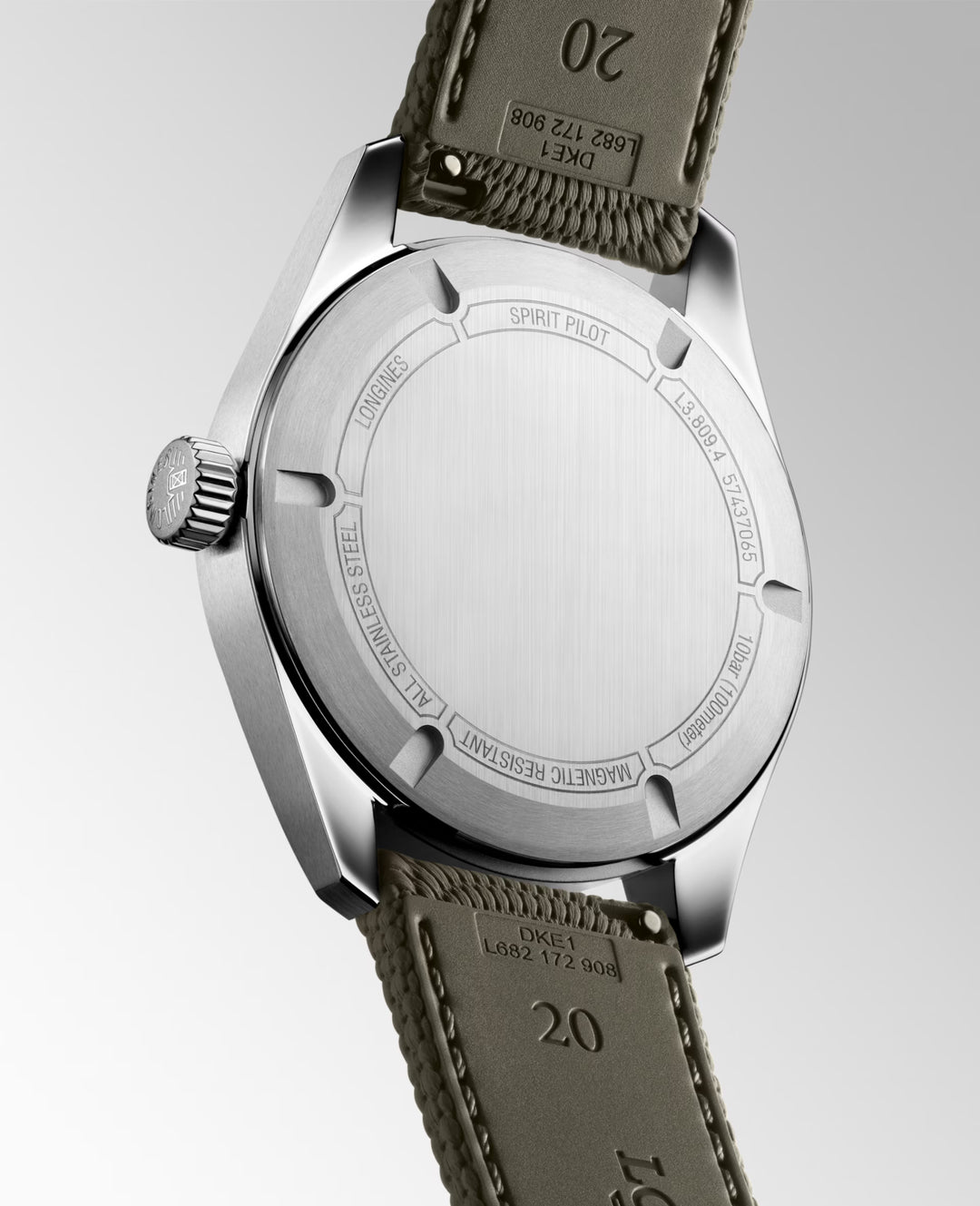 Longines Spirit Pilot 39 mm schwarze Automatikuhr aus Stahl L3.809.4.53.9