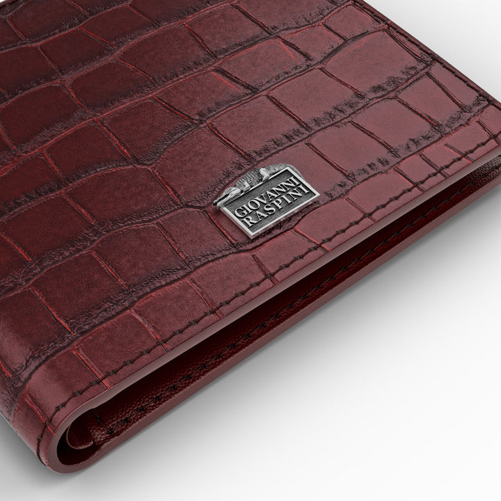 Giovanni Raspini bordeauxrode croco lederen portemonnee 925 zilver L0031