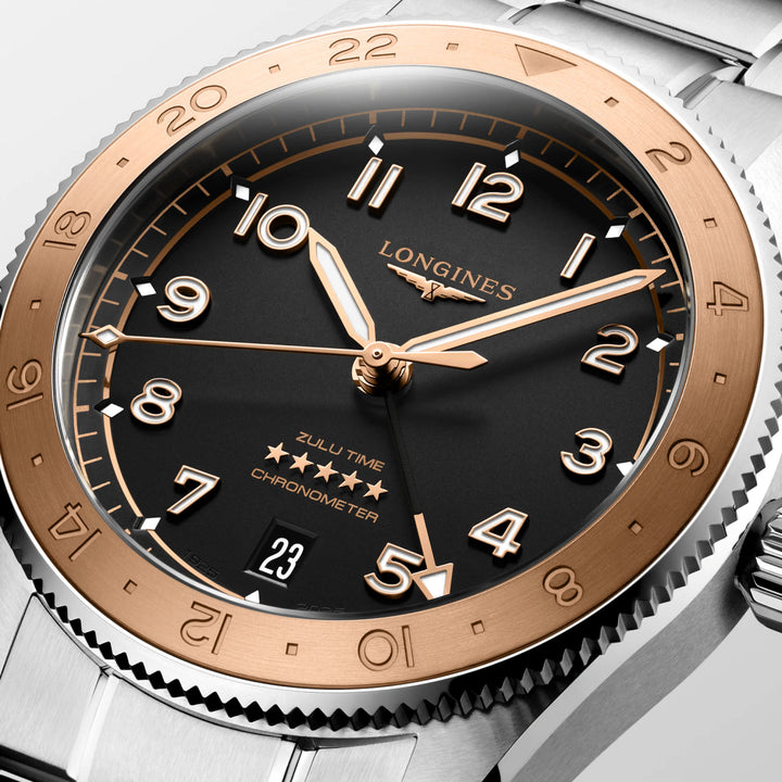 Longines watch Spirit Zulu Time 1925 39mm automatic black gold steel L3.803.5.53.6