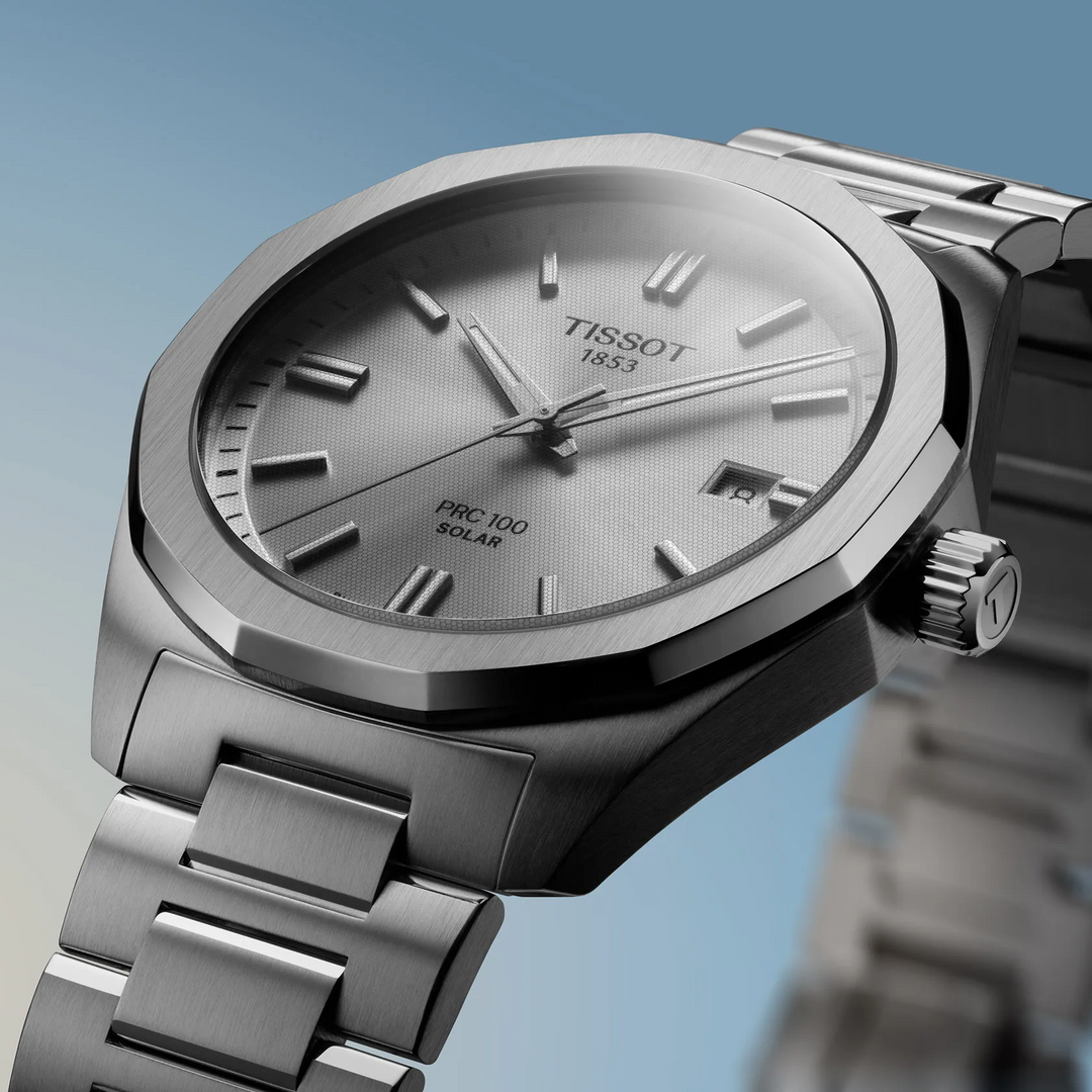 Tissot horloge PRC 100 Solar 39mm zilver quartz staal T151.422.11.031.00
