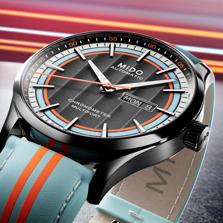 Mido-Uhr Multifort Chronometer 1 Racer 42 mm, schwarzer Automatikstahl, schwarzes PVD-Finish M038.431.36.051.00