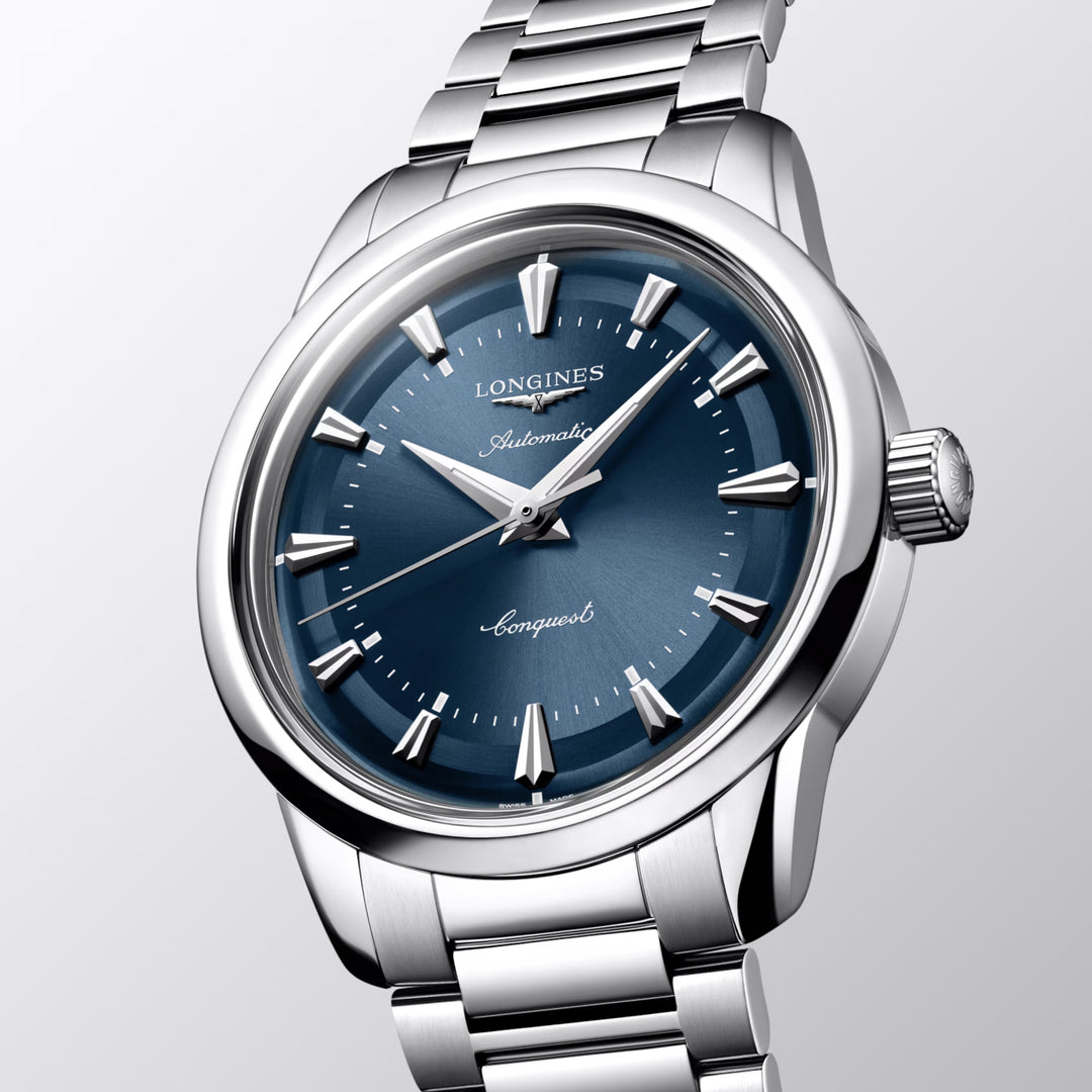 Longines Conquest Heritage 38mm blue automatic steel watch L1.649.4.92.6