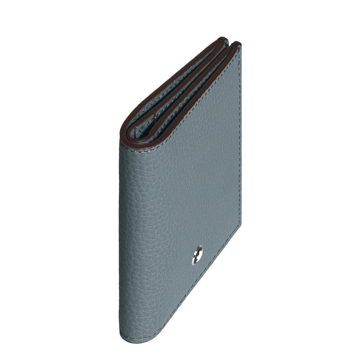 Montblanc mini wallet 4 pockets ice blue grained leather 222997