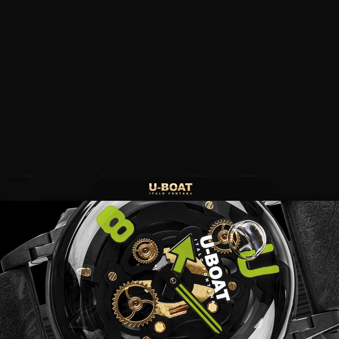 U-BOAT-Uhr U-65 Green 44 mm grüner Quarzstahl mit schwarzem PVD-Finish 3351